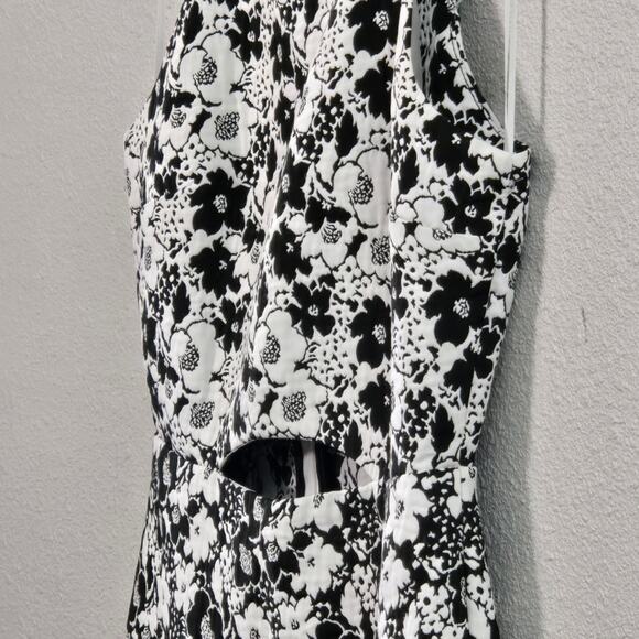 Topshop Mini Dress Coquette Mod Revival Black White Floral Cutout Summer Size 4 - Picture 6 of 13